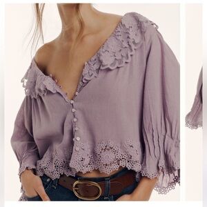 NWOT Anthropologie Purple Lace Blouse